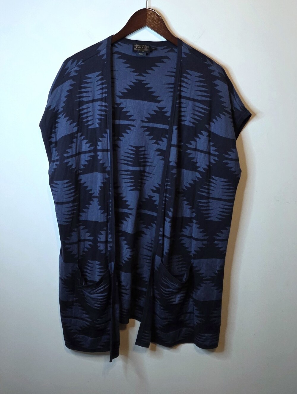Pendleton Montera Cardigan Vest Blue Aztec Southwestern Size Small Boho Festival